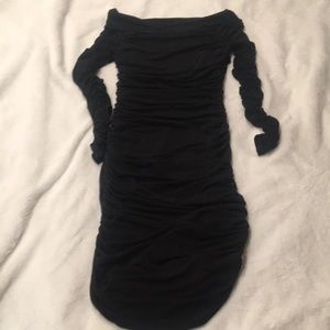 Elizabeth and James black off the shoulder tight fitted dress